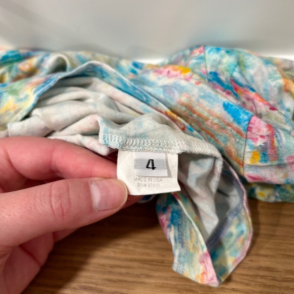 RARE Designer Leggiardo Watercolor Waterlily Floral Pattern 3/4 Knit Tee - Picture 6 of 7